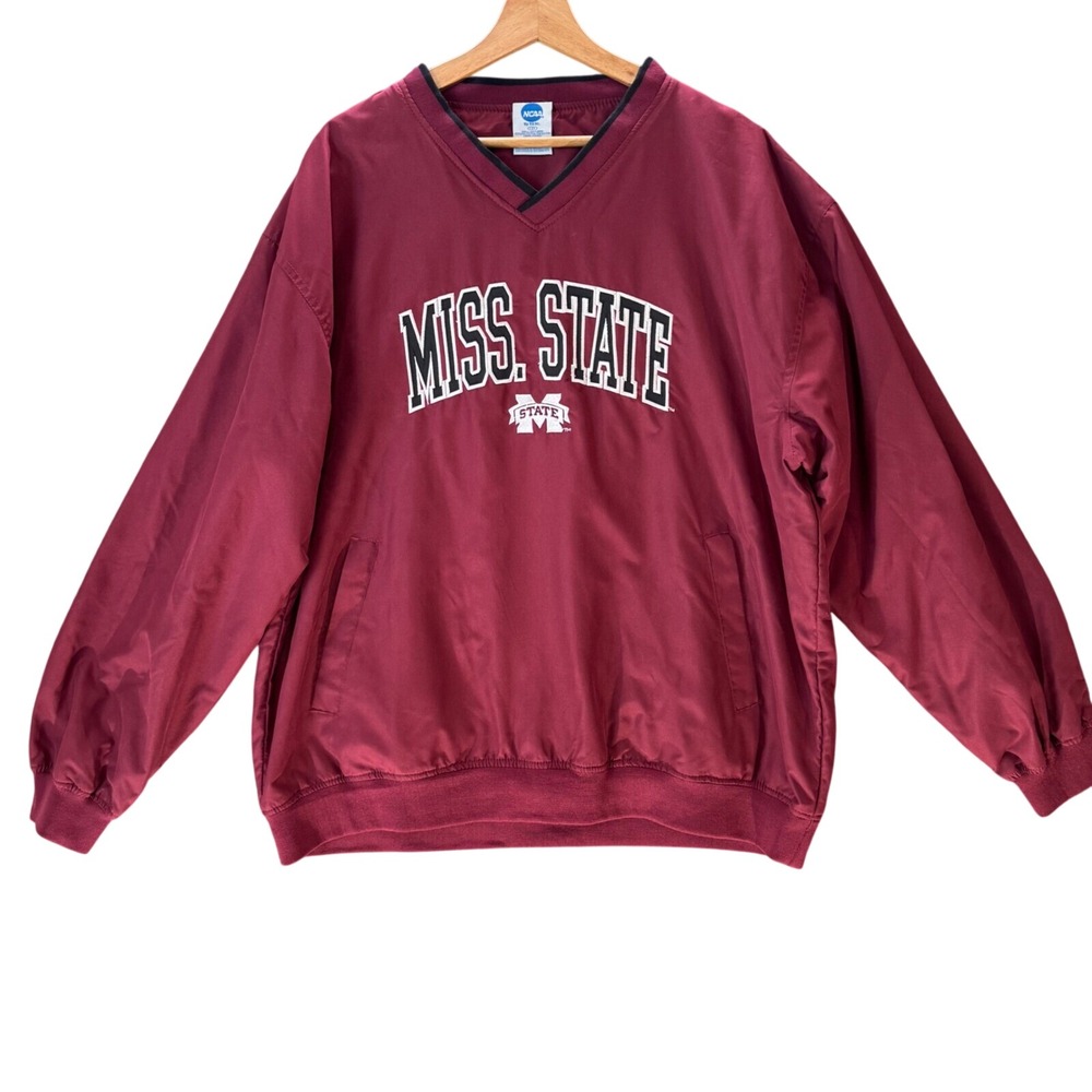 Mississippi State Bulldogs Pullover Jacket‎ Mens L NCAA Vintage Windbreaker